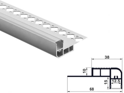 Aluminum led profile stair plaster in mount