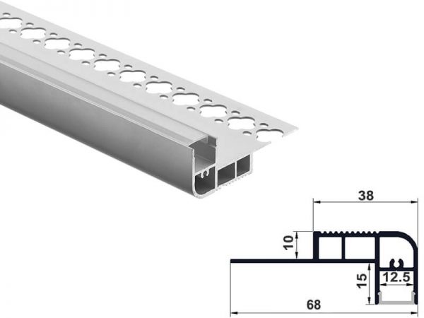 Aluminum led profile stair plaster in mount