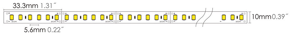 LED strip 2835L 180LEDs/M dimension