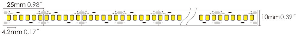 led strip 2835L 240LEDs/M dimension