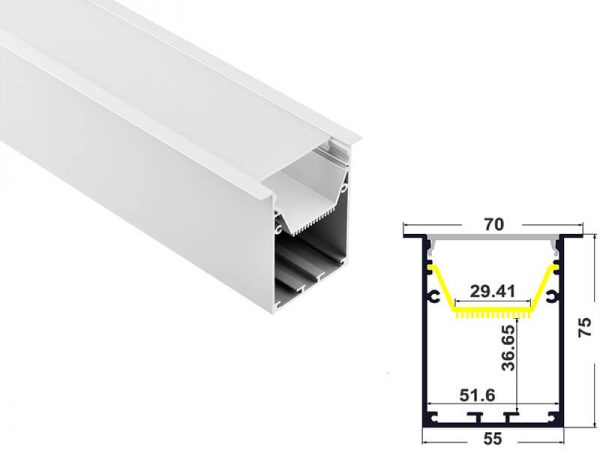 Aluminum led profile recessed mount