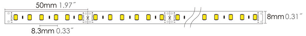 LED strip 2835L 120LEDs dimension