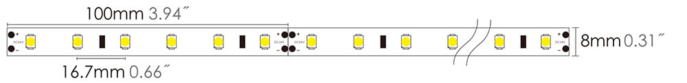 led strip 2835L 60LEDs size