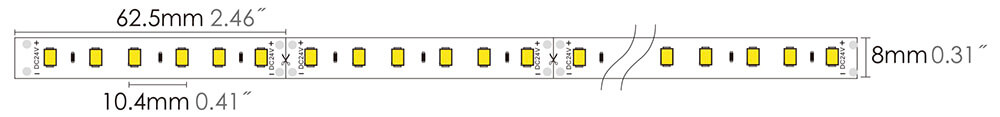 led strip 2835L 96LEDs dimension picture