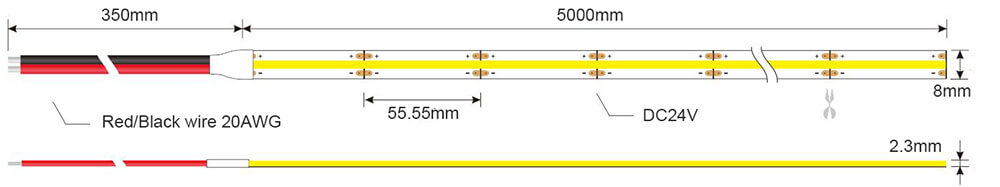 COB LED strip light 378 dimension
