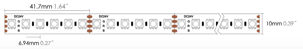 LED strip 3838 144S RGB dimension