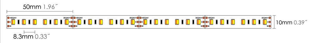 Tunable led strip 3527 120S 2in1 dimension