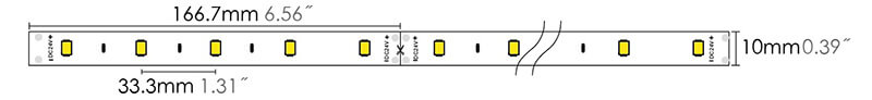 led strip 2835H 30LEDs dimension